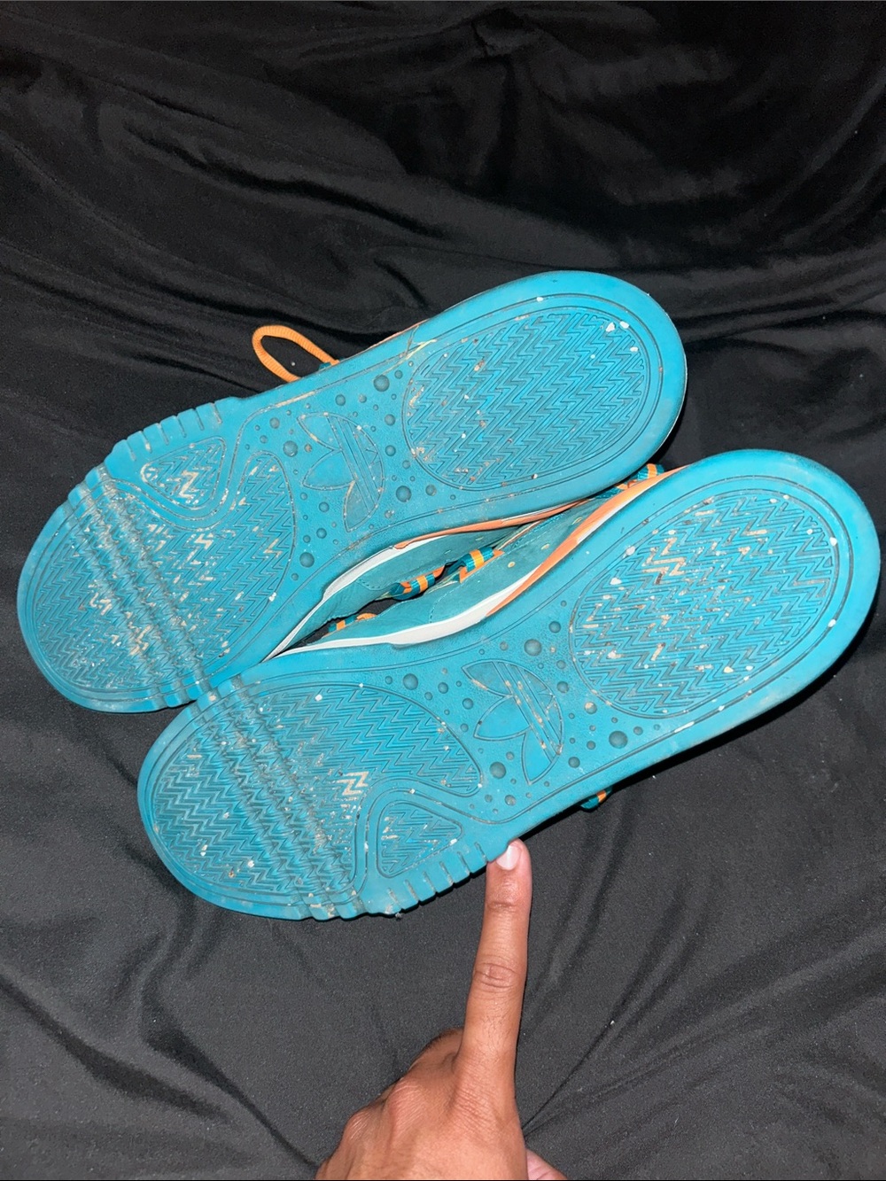 adidas Kids Teal and Orange High-Top Sneakers - Picture 2 of 4